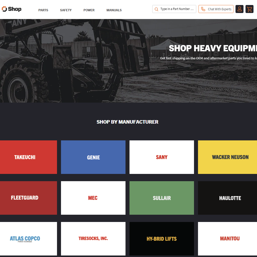 The EquipmentShare Shop Homepage